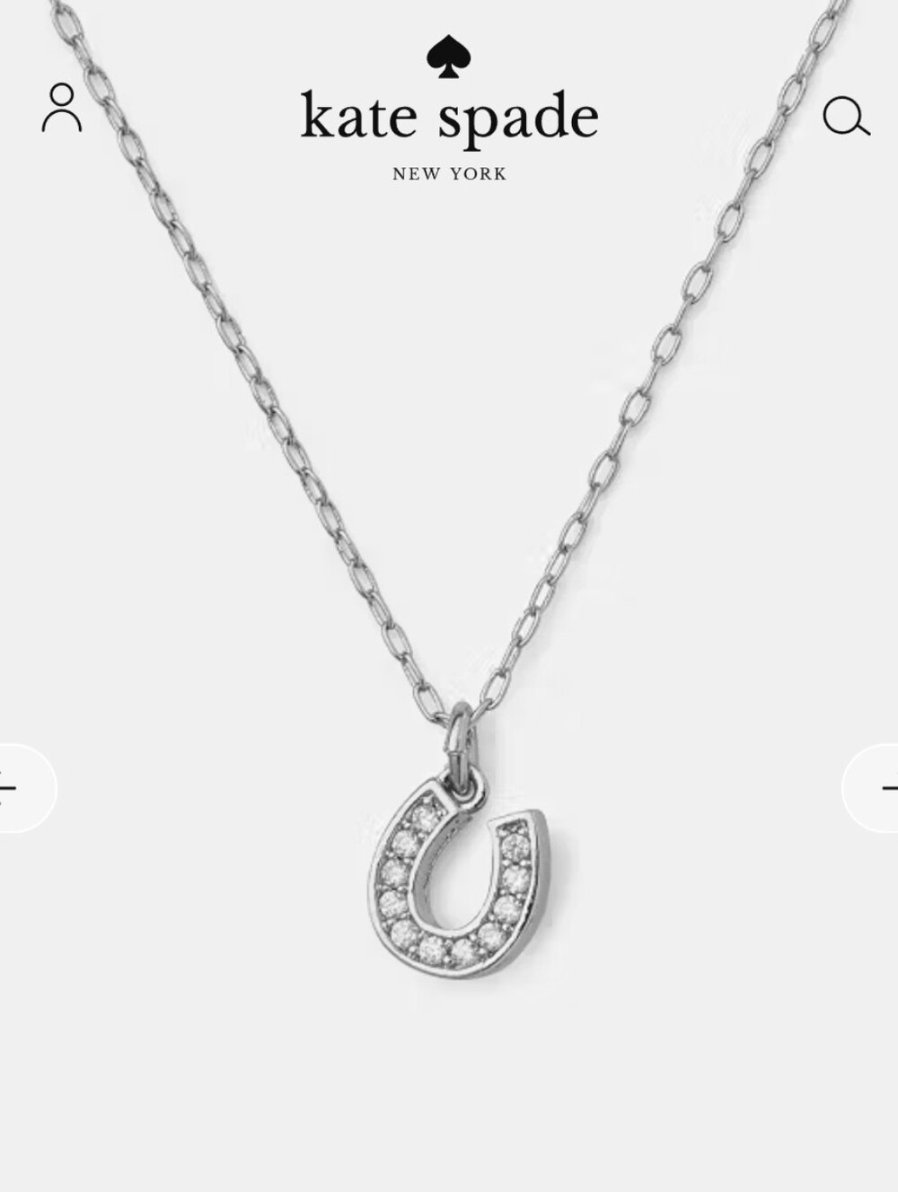 NWT kate spade Lucky You  silver Crystal Horseshoe Pendant Necklace on Card